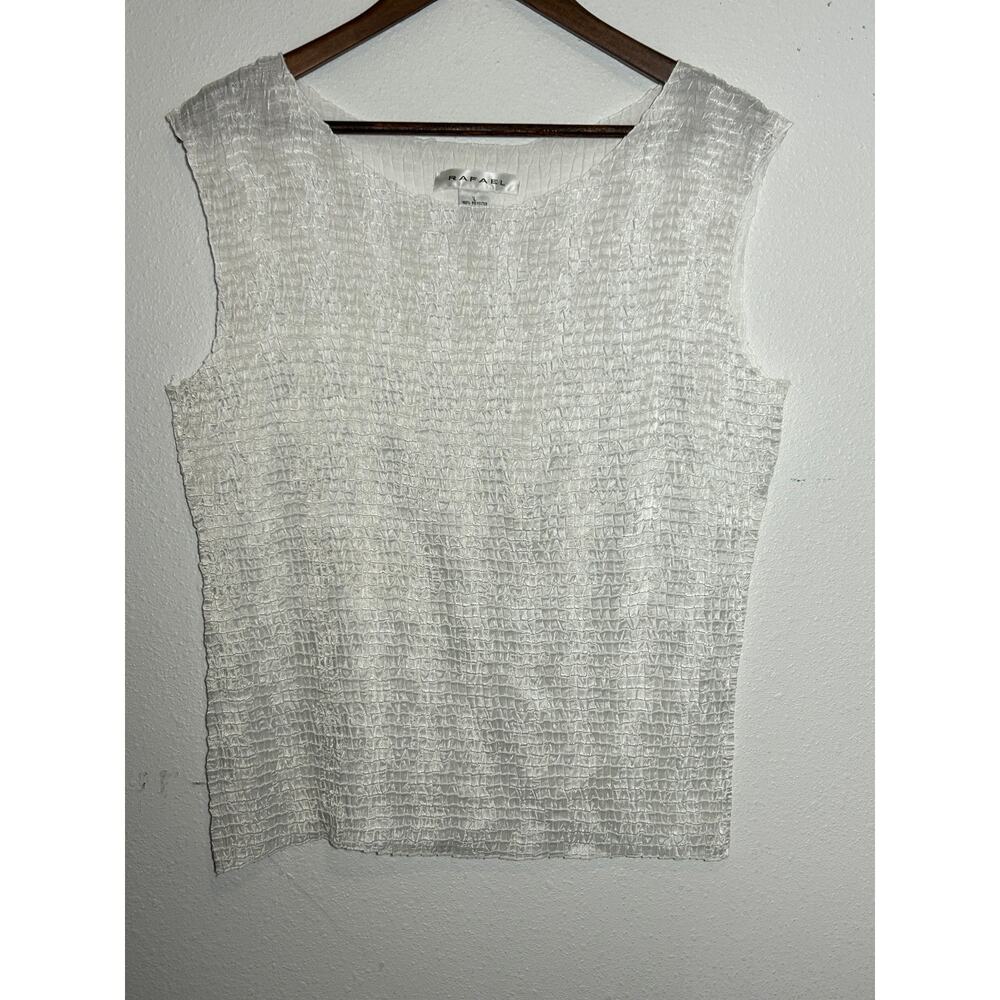 Rafael Women's White Stretchy Sleeveless Top Size L
